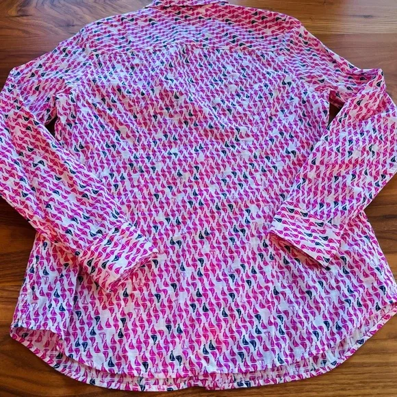 Vineyard Vines Pink Sailboat Print Cotton Button Down Coastal Preppy 8 - Picture 6 of 6